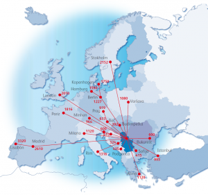 Удаљеност Панчева од великих градова Европе