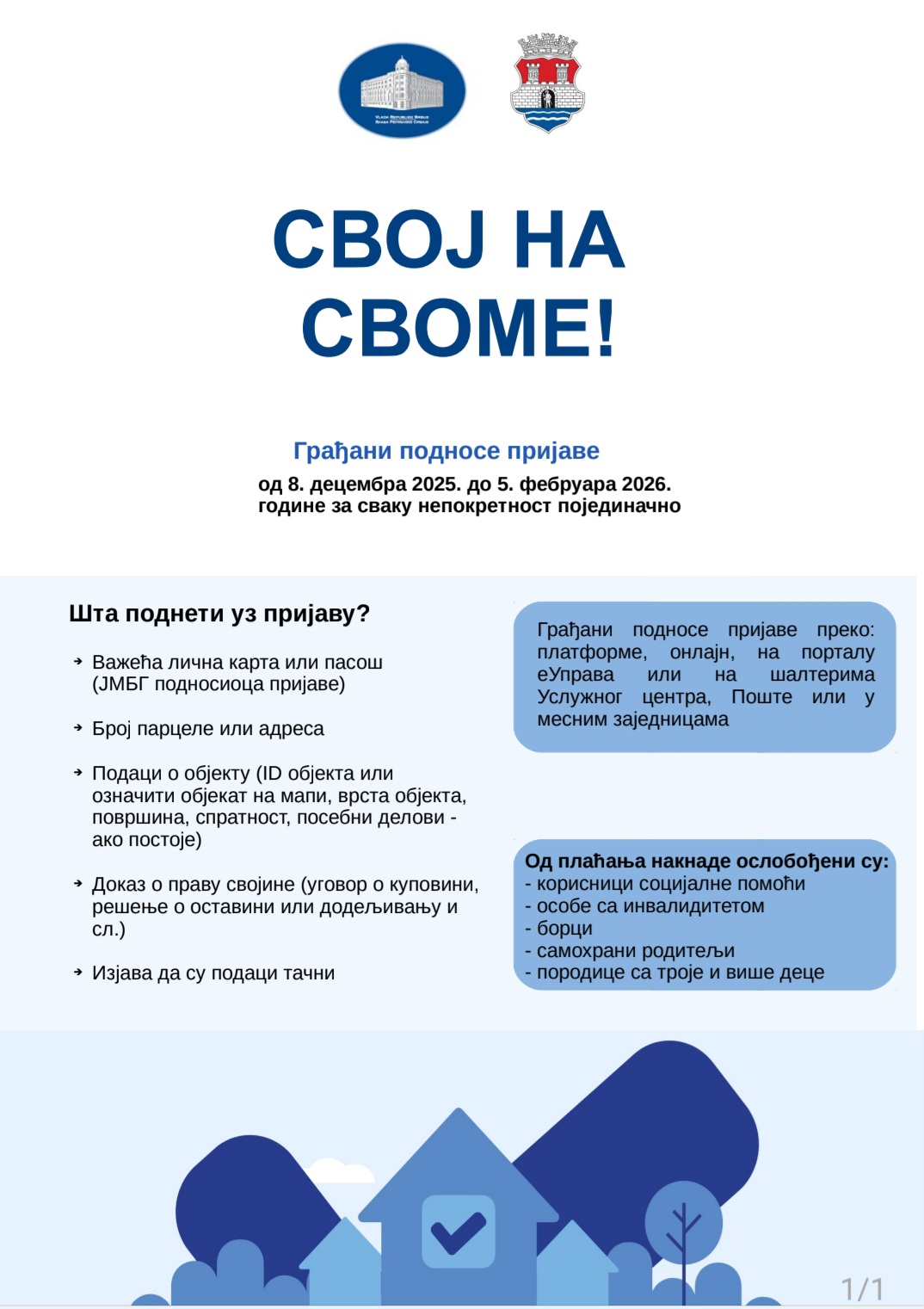 Свој на своме – Почела пријава уписа својине