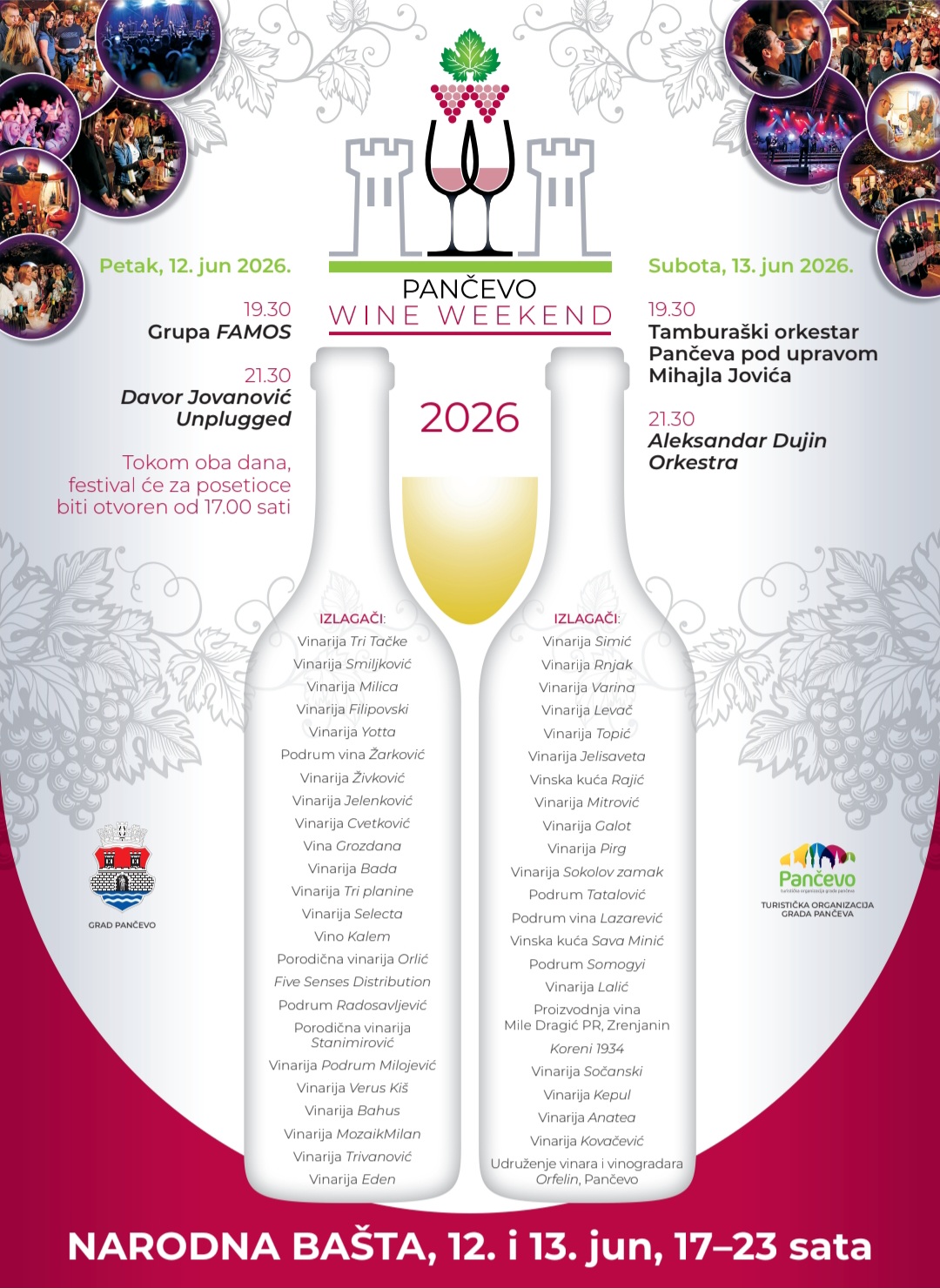 ПАНЧЕВО WINE WEEKEND окупља више од 40 винарија и 15 гастро излагача уз одличан музички програм